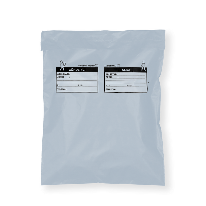 Gri Kurye Poşeti Düz 30x37,5 cm – 100 Adet