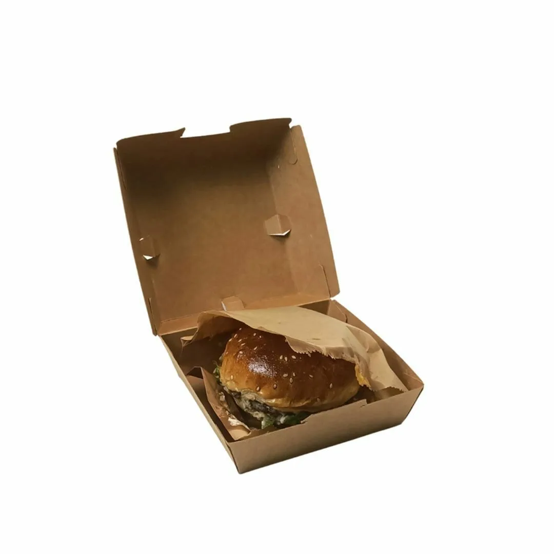 13x13x8 cm Hamburger Kutusu – Esmer – 50'li Paket