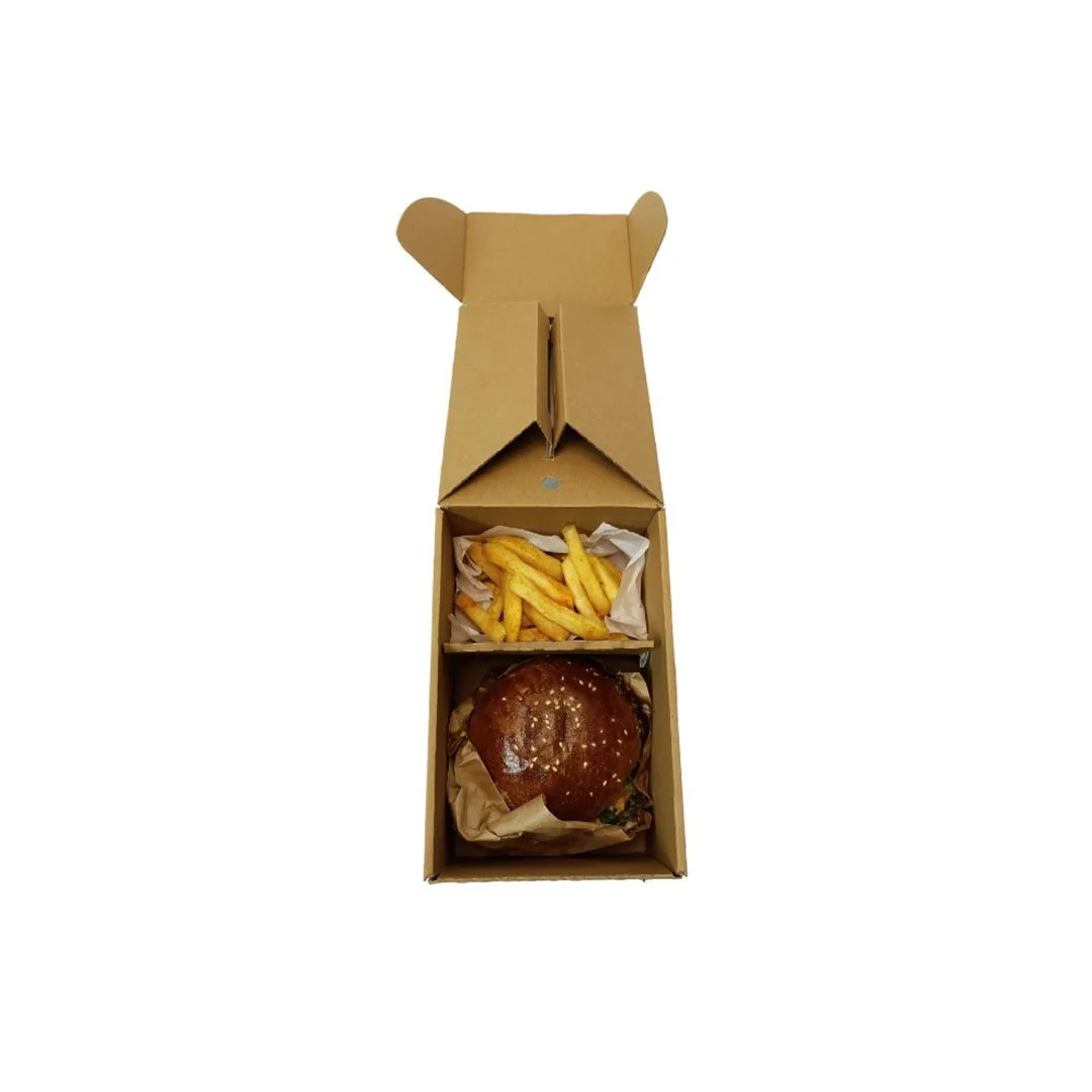 21x14x10 cm Çanta Tipi Hamburger Kutusu – Esmer – 50'li Paket