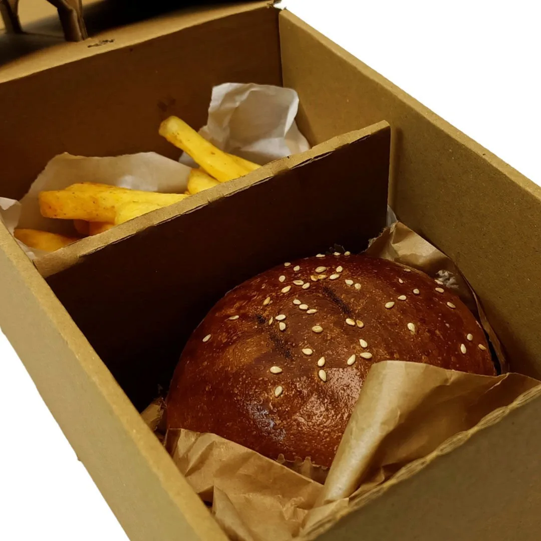 21x14x10 cm Çanta Tipi Hamburger Kutusu – Esmer – 50'li Paket