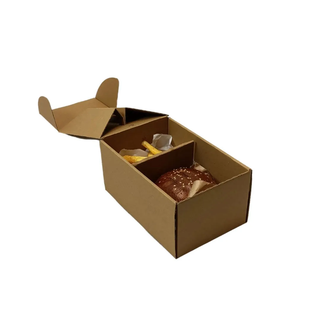21x14x10 cm Çanta Tipi Hamburger Kutusu – Esmer – 50'li Paket