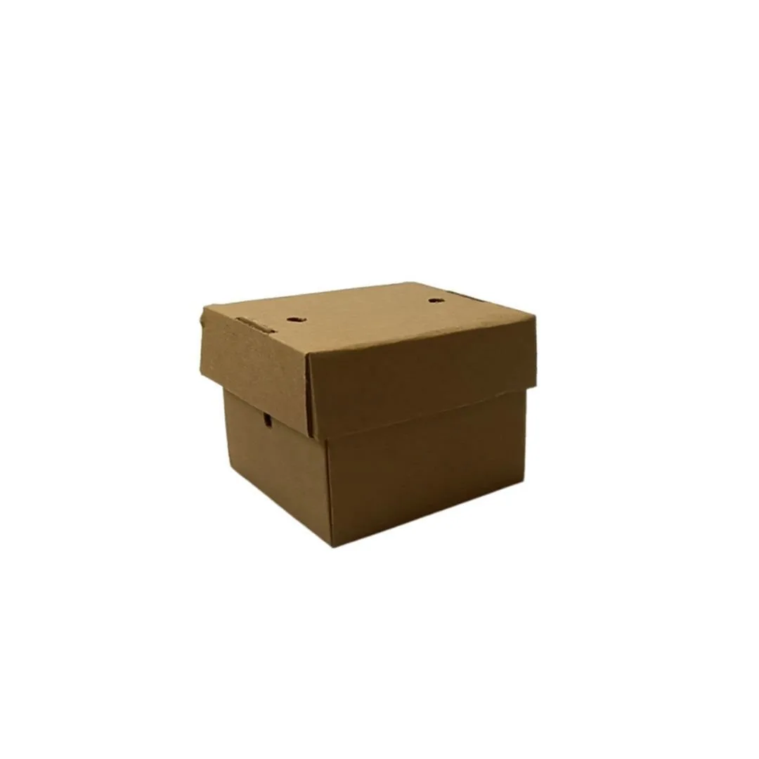 12,5x12,5x10 cm Tepsi Tipi Hamburger Kutusu – Esmer – 50'li Paket
