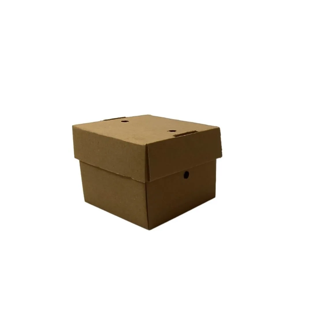12,5x12,5x10 cm Tepsi Tipi Hamburger Kutusu – Esmer – 50'li Paket