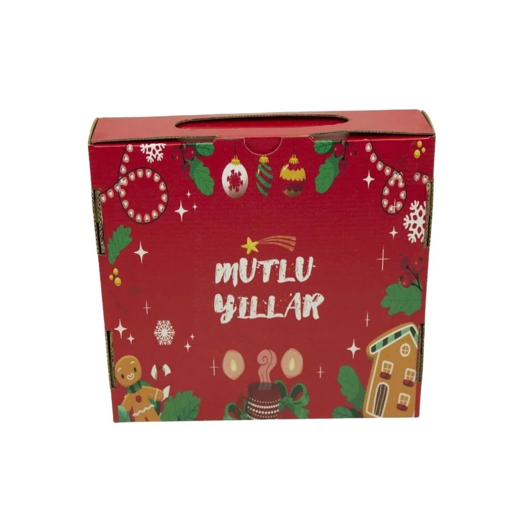 Yeni Yıl Plastik Kulplu Çanta 23x23x5 cm – 10'lu Paket