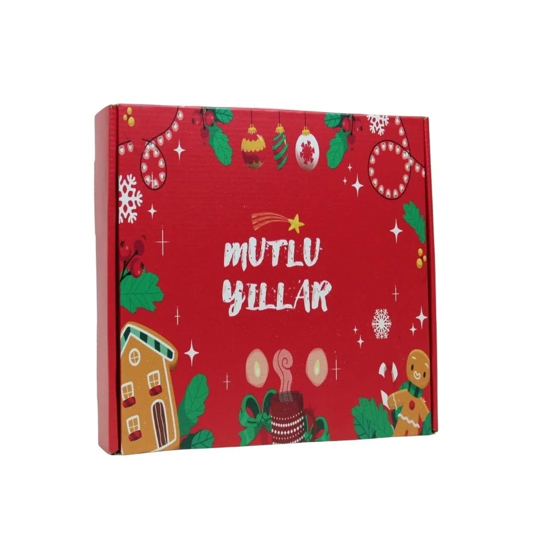 Yeni Yıl Plastik Kulplu Çanta 23x23x5 cm – 10'lu Paket