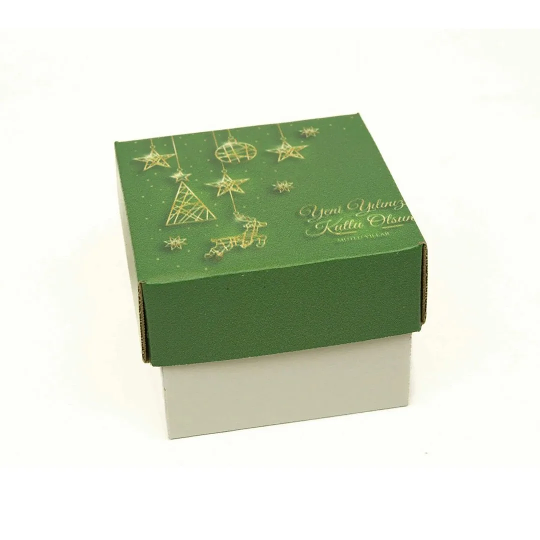 Yeni Yıl Hediye Kutusu 10x8,5x8,5 cm – 10'lu Paket