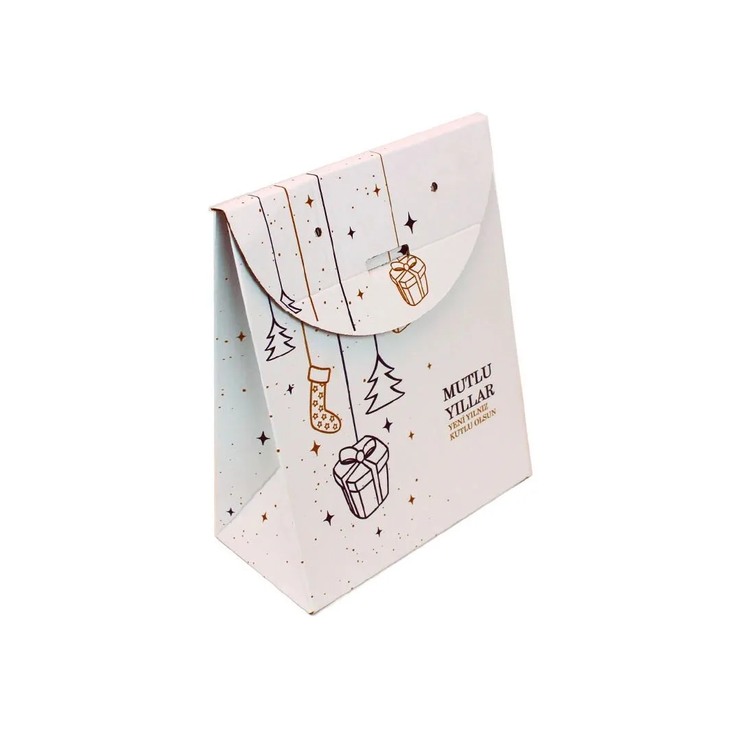 Mutlu Yıllar Baskılı Hediye Paketi 20x10x25 cm – 10'lu Paket