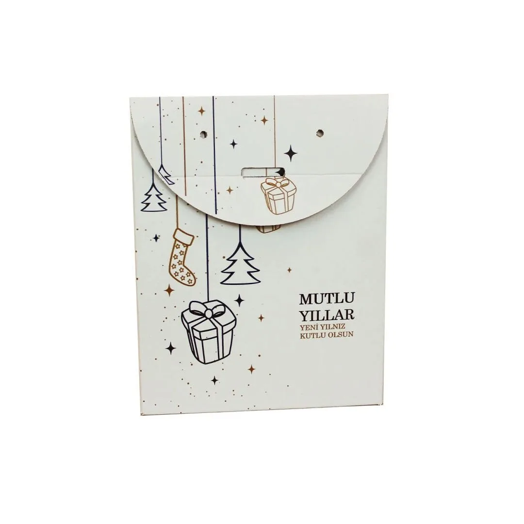 Mutlu Yıllar Baskılı Hediye Paketi 20x10x25 cm – 10'lu Paket