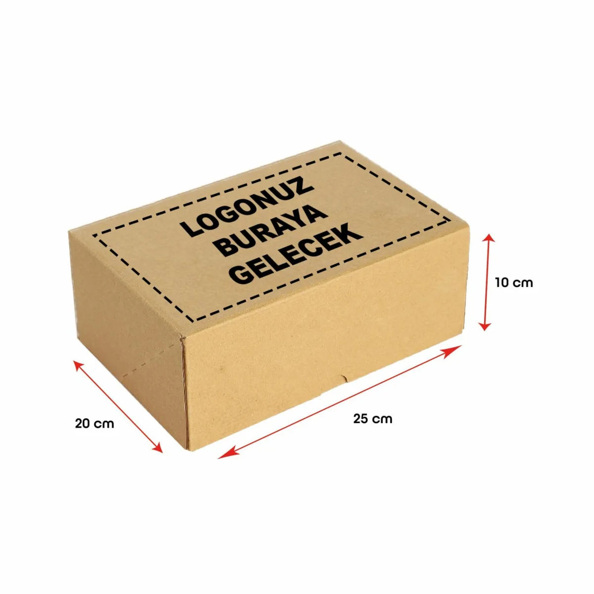Baskılı E-Ticaret Kargo Kutusu (Büyük Desi) – Esmer – 25x20x10 cm – 100'lü Paket