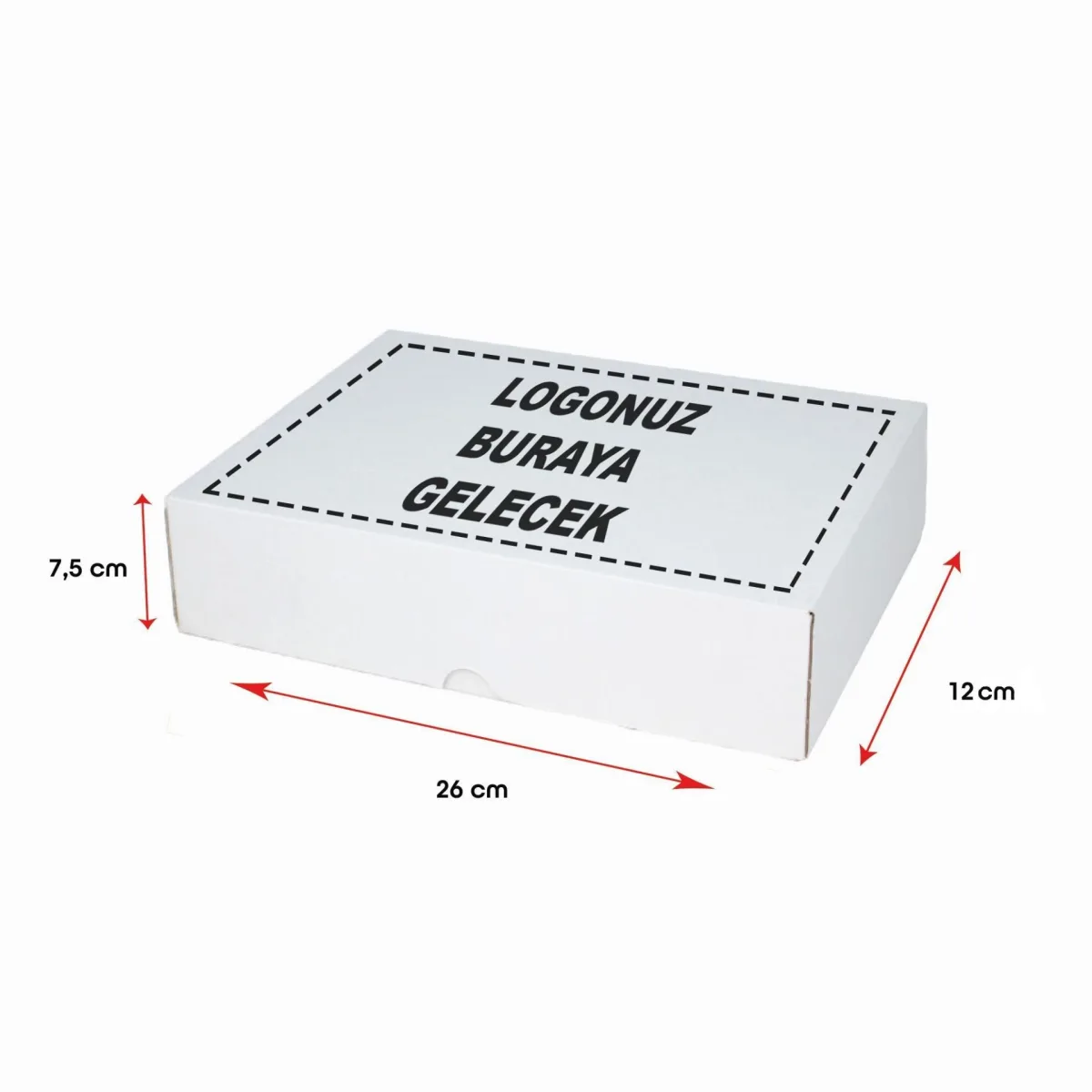 Baskılı E-Ticaret Kargo Kutusu (Küçük Desi) – Beyaz – 26x12x7,5 cm – 100'lü Paket