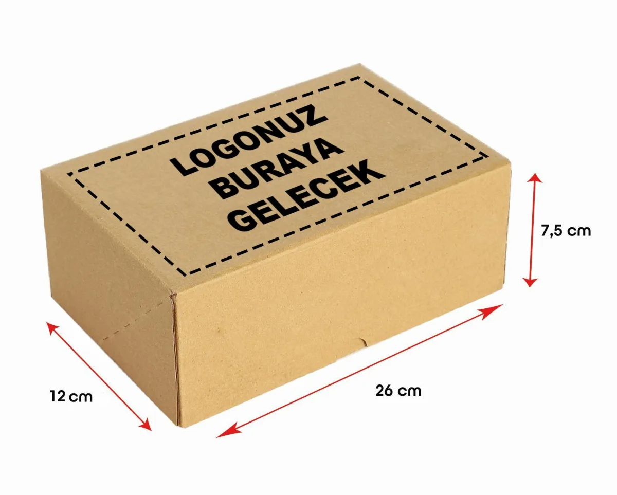 Baskılı E-Ticaret Kargo Kutusu (Küçük Desi) – Esmer – 26x12x7,5 cm – 100'lü Paket