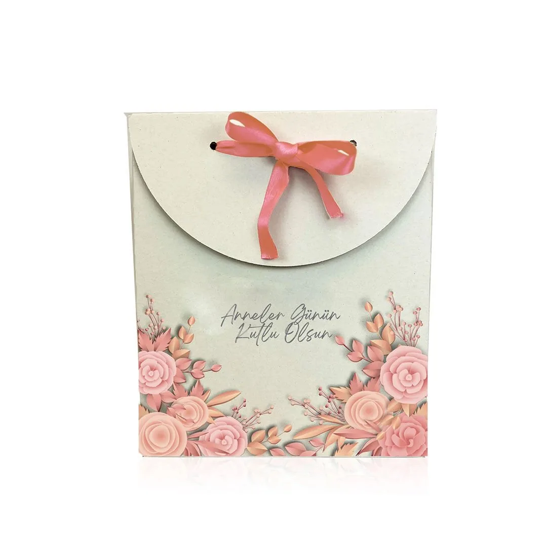 Pembe Kurdeleli Anneler Günü Hediye Paketi 30x10x35 cm – 1 Adet