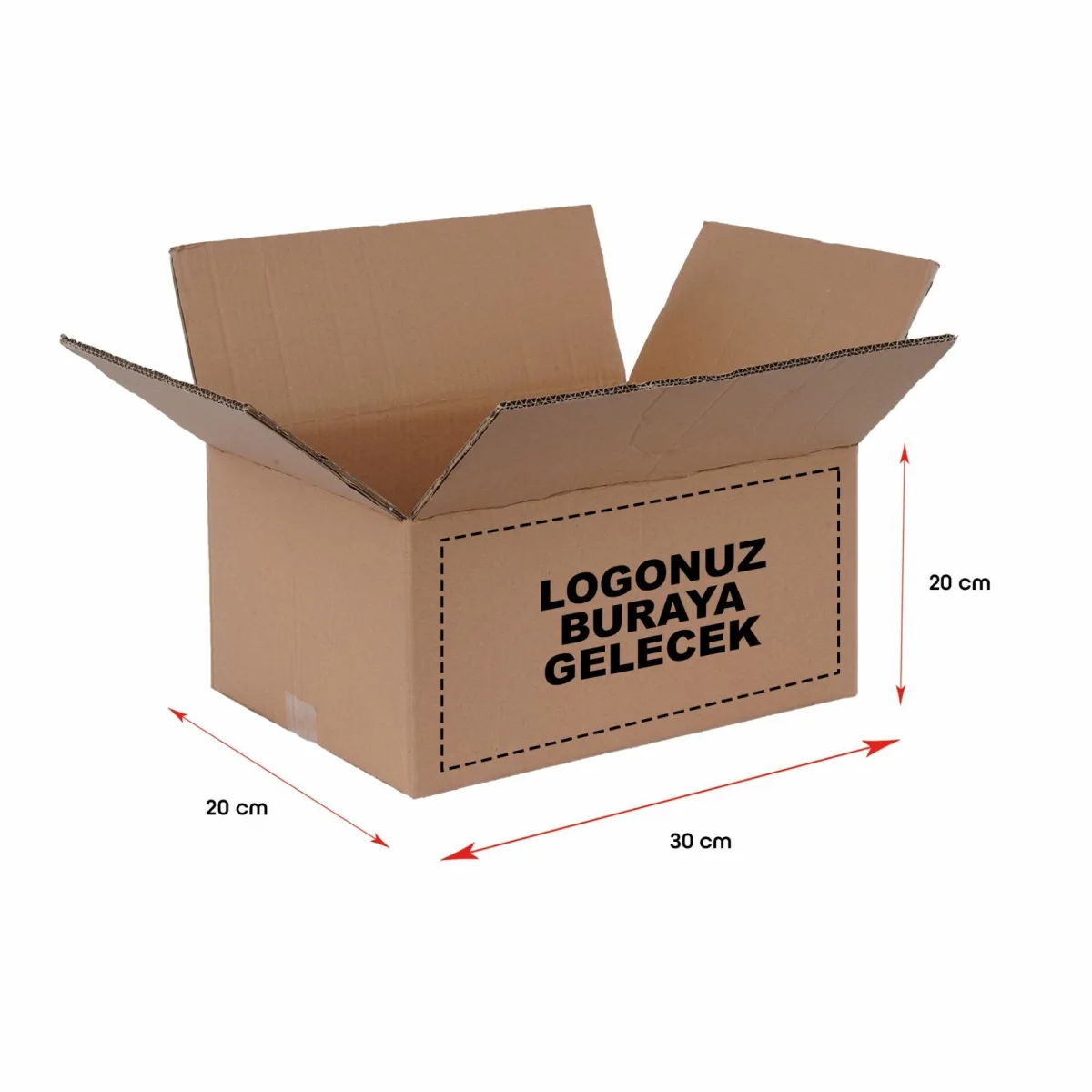 Baskılı E-Ticaret Kargo Kolisi – Esmer – 30x20x20 cm – 10'lu Paket