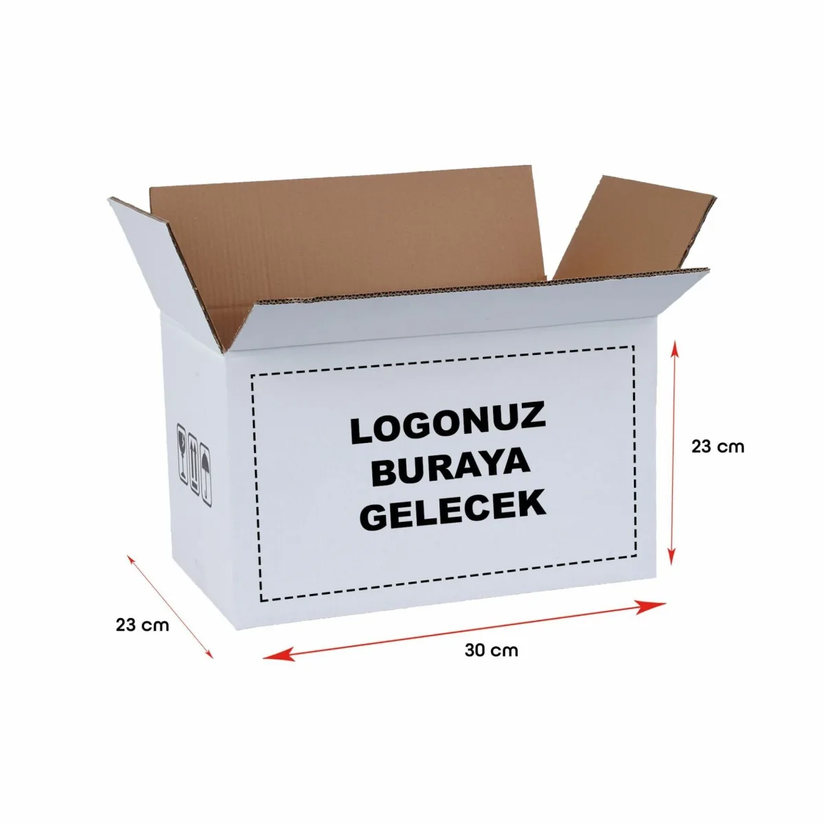 Baskılı E-Ticaret Kargo Kolisi – Beyaz – 30x23x23 cm – 10'lu Paket