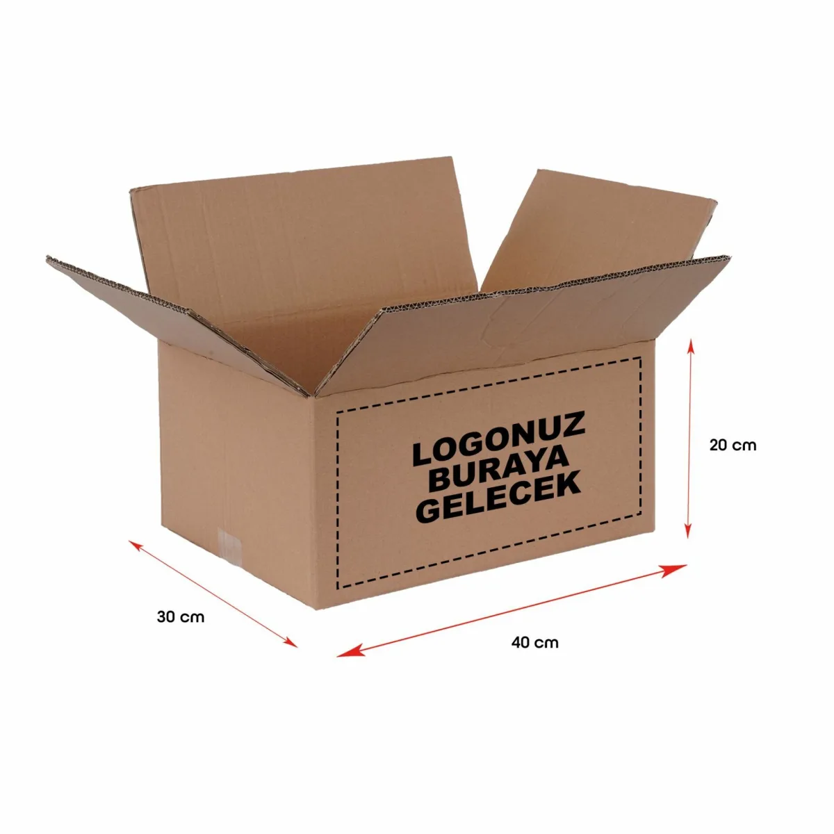 Baskılı E-Ticaret Kargo Kolisi – Esmer – 40x30x20 cm – 10'lu Paket
