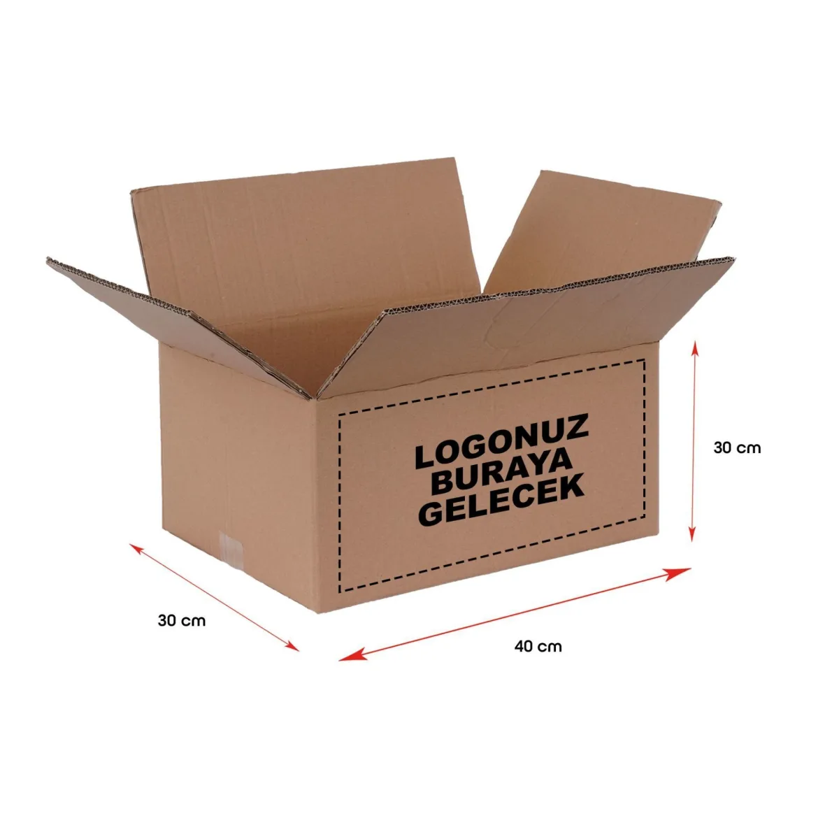 Baskılı E-Ticaret Kargo Kolisi – Esmer – 40x30x30 cm – 10'lu Paket