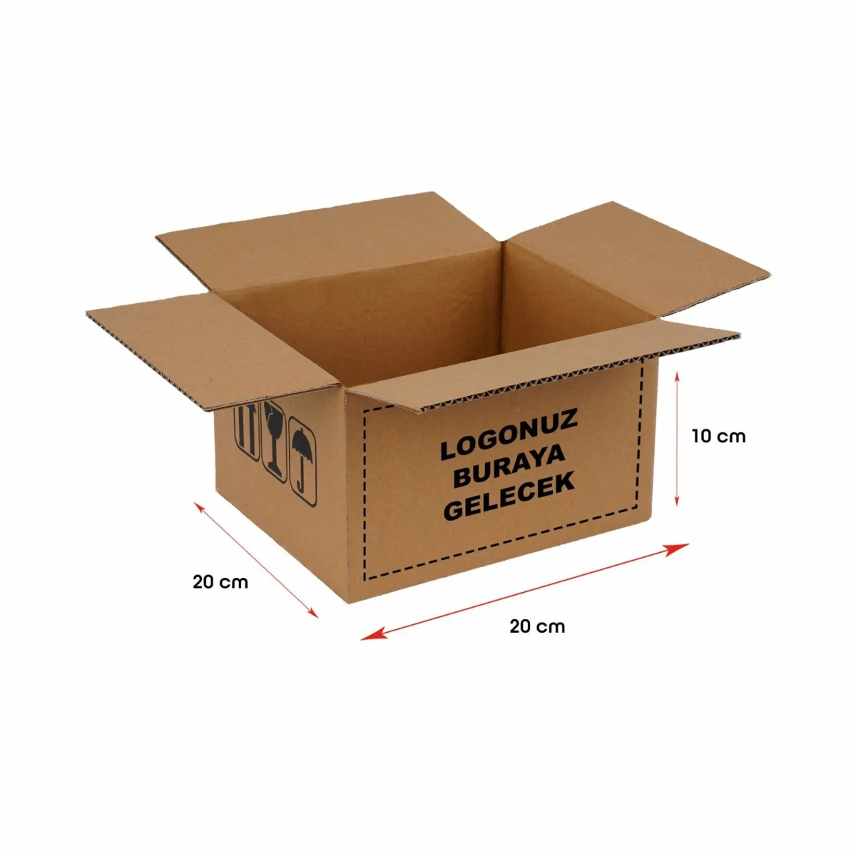 Baskılı Ekonomik Kargo Kolisi – Esmer – 20x20x10 cm – 10'lu Paket