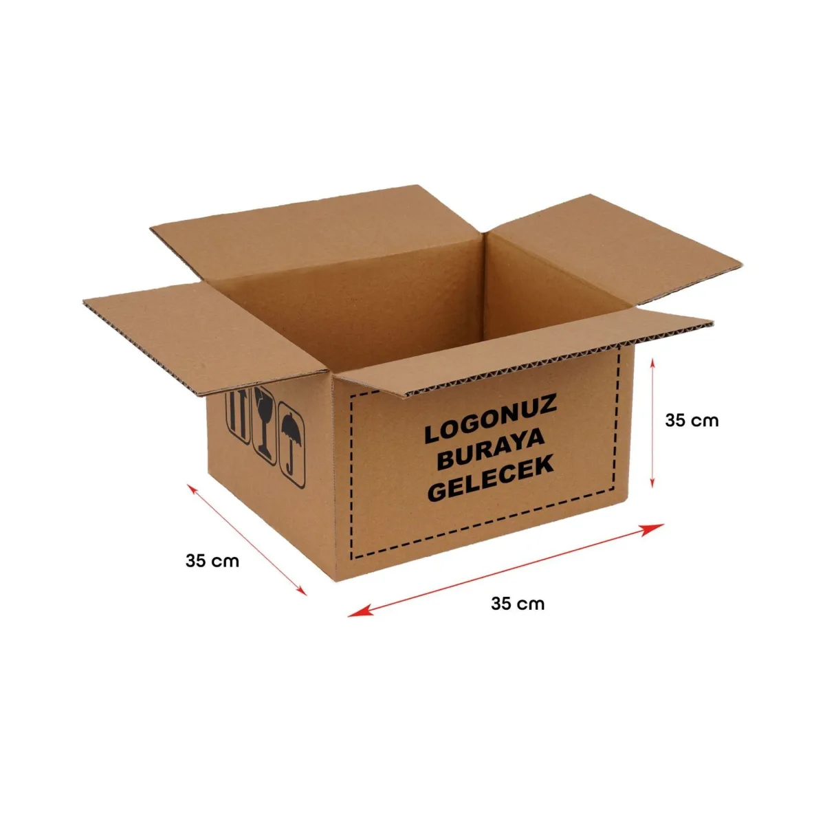Baskılı Ekonomik Kargo Kolisi – Esmer – 35x35x35 cm – 20'li Paket