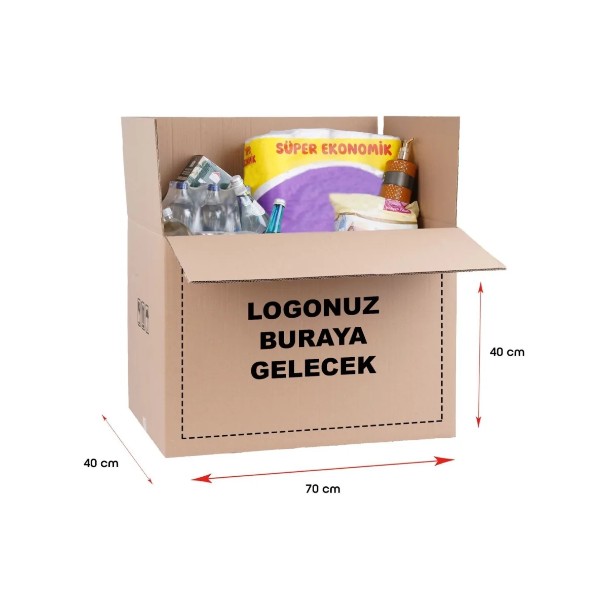 Baskılı Taşıma Kolisi – Esmer – 70x40x40 cm – 500'lü Paket