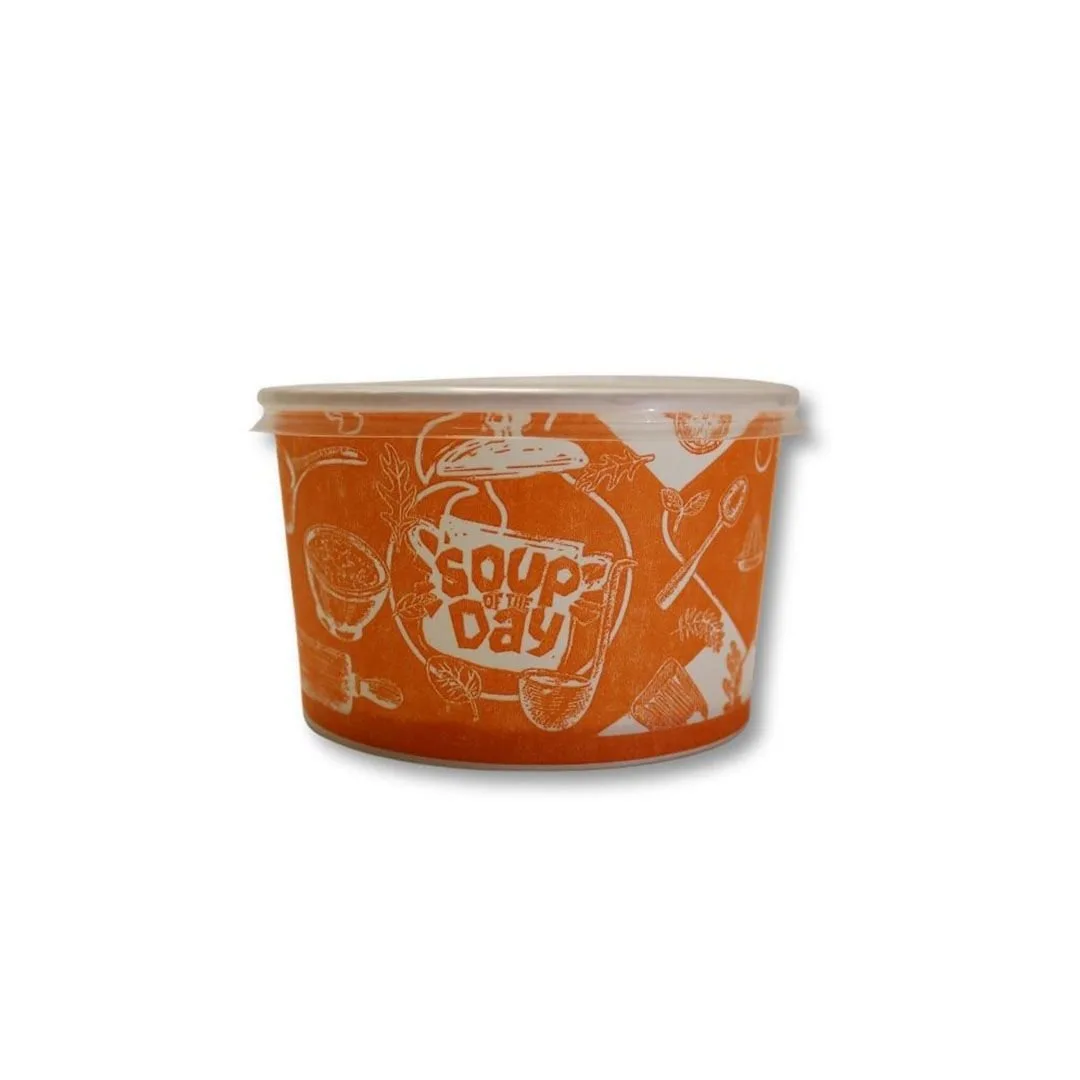 Kapaklı Karton Çorba Kasesi 16 oz – 50'li Paket