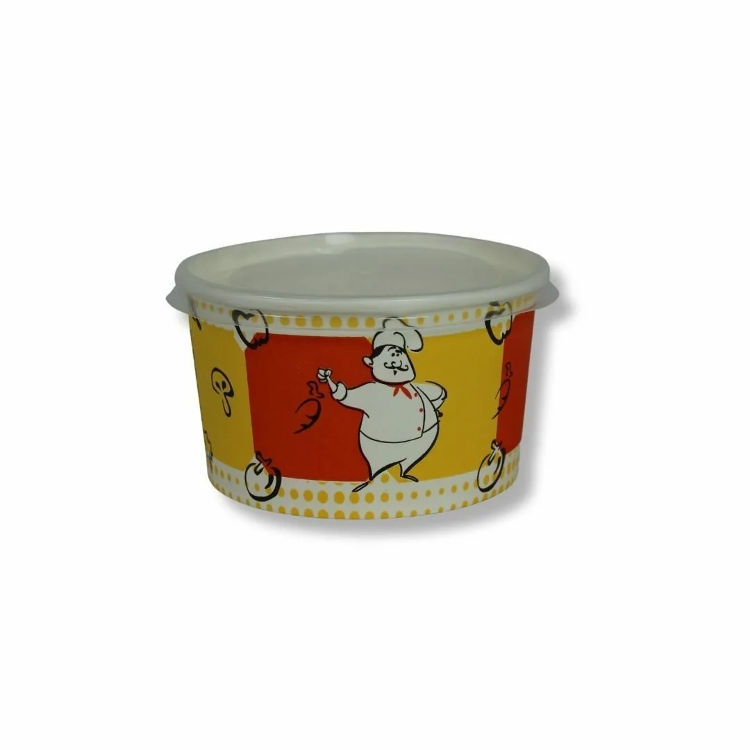 Kapaklı Karton Çorba Kasesi 16 oz Model 2 – 50'li Paket