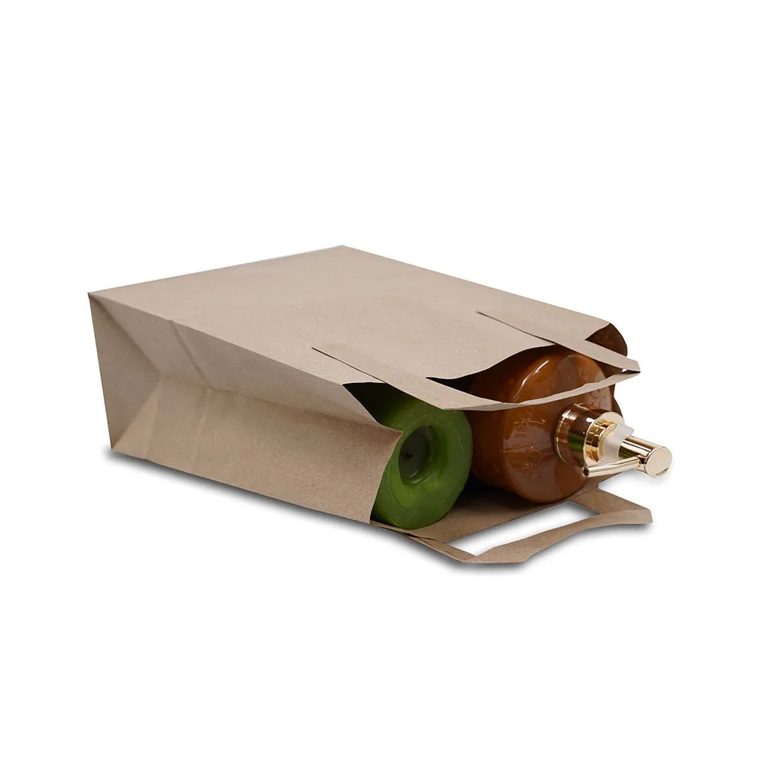 32x28x16 cm Düz Saplı Kağıt Çanta – Esmer – 50'li Paket