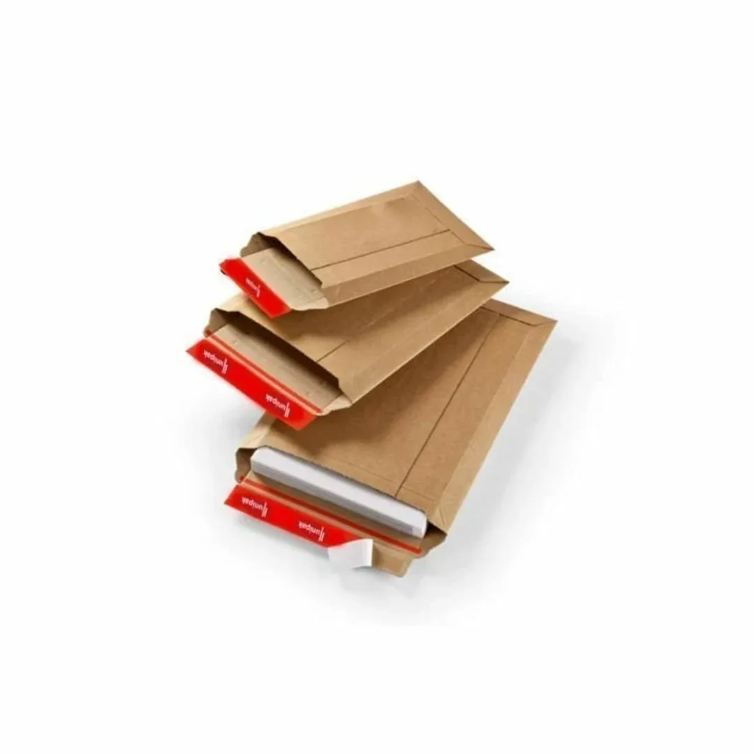 39x53x5 cm Esmer Bant Yapıştırmalı Zarf Kutusu – 50'li Paket