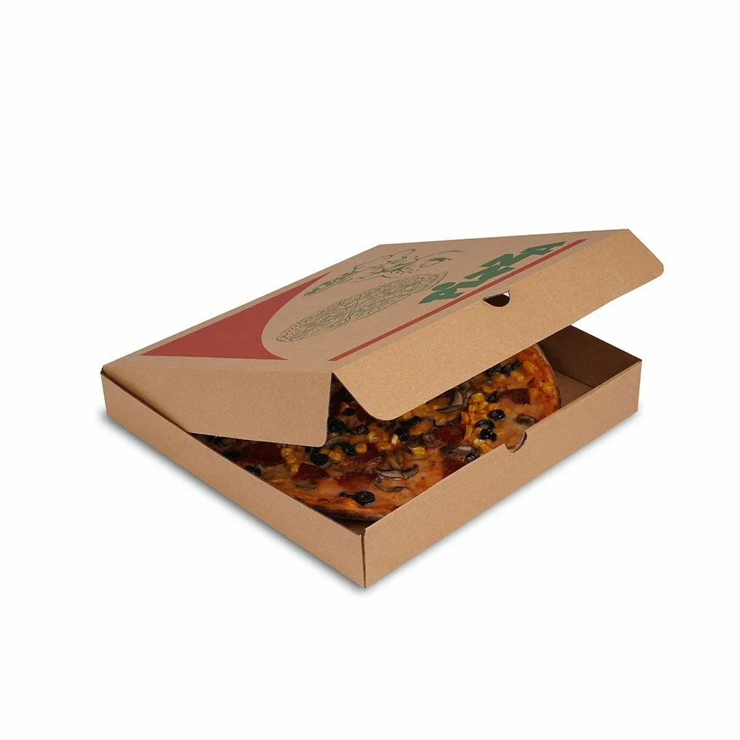 23,5x23,5x3 cm Baskılı Pizza Kutusu – Esmer – 100'lü Paket
