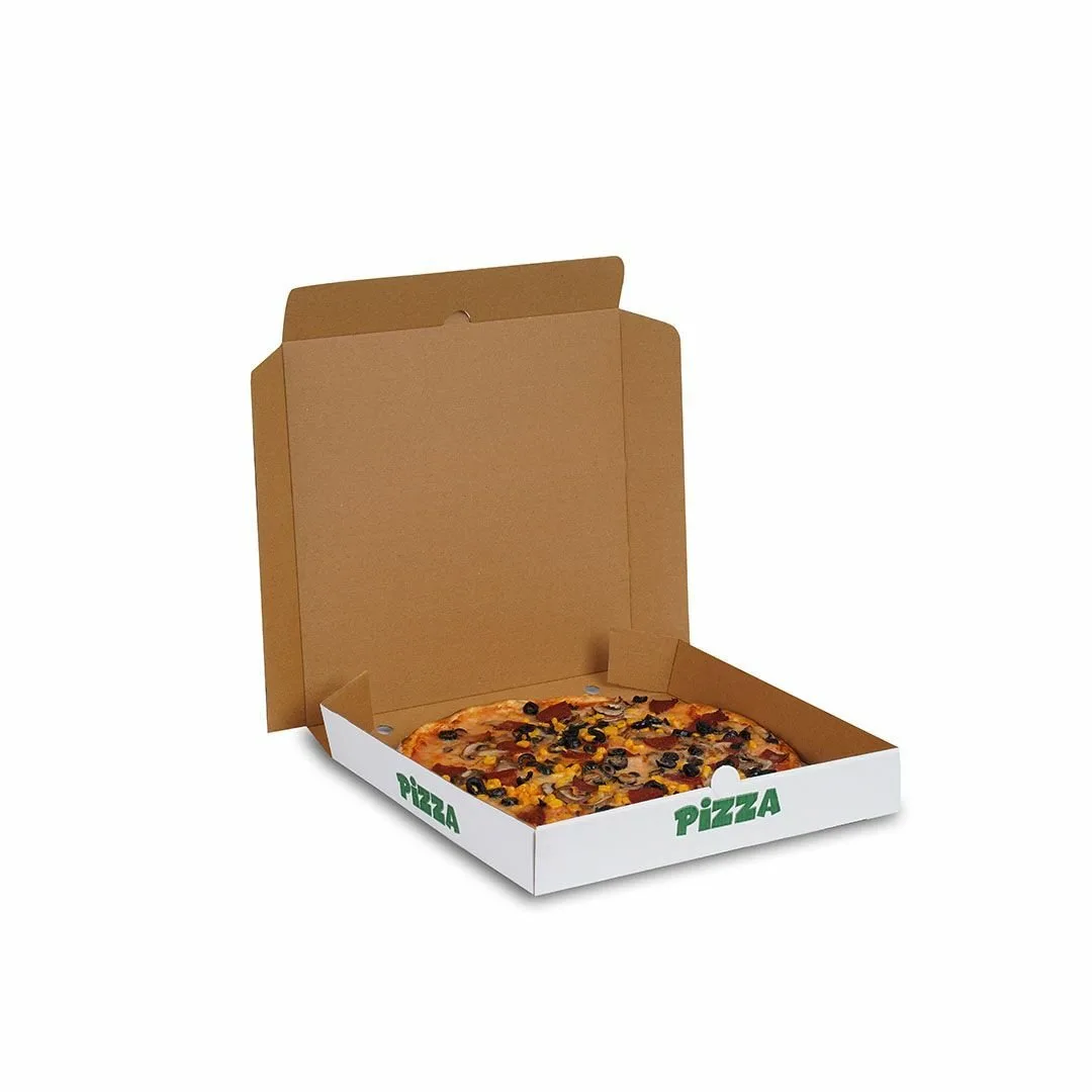 32x32x5 cm Baskılı Pizza Kutusu – Beyaz – 500'lü Paket