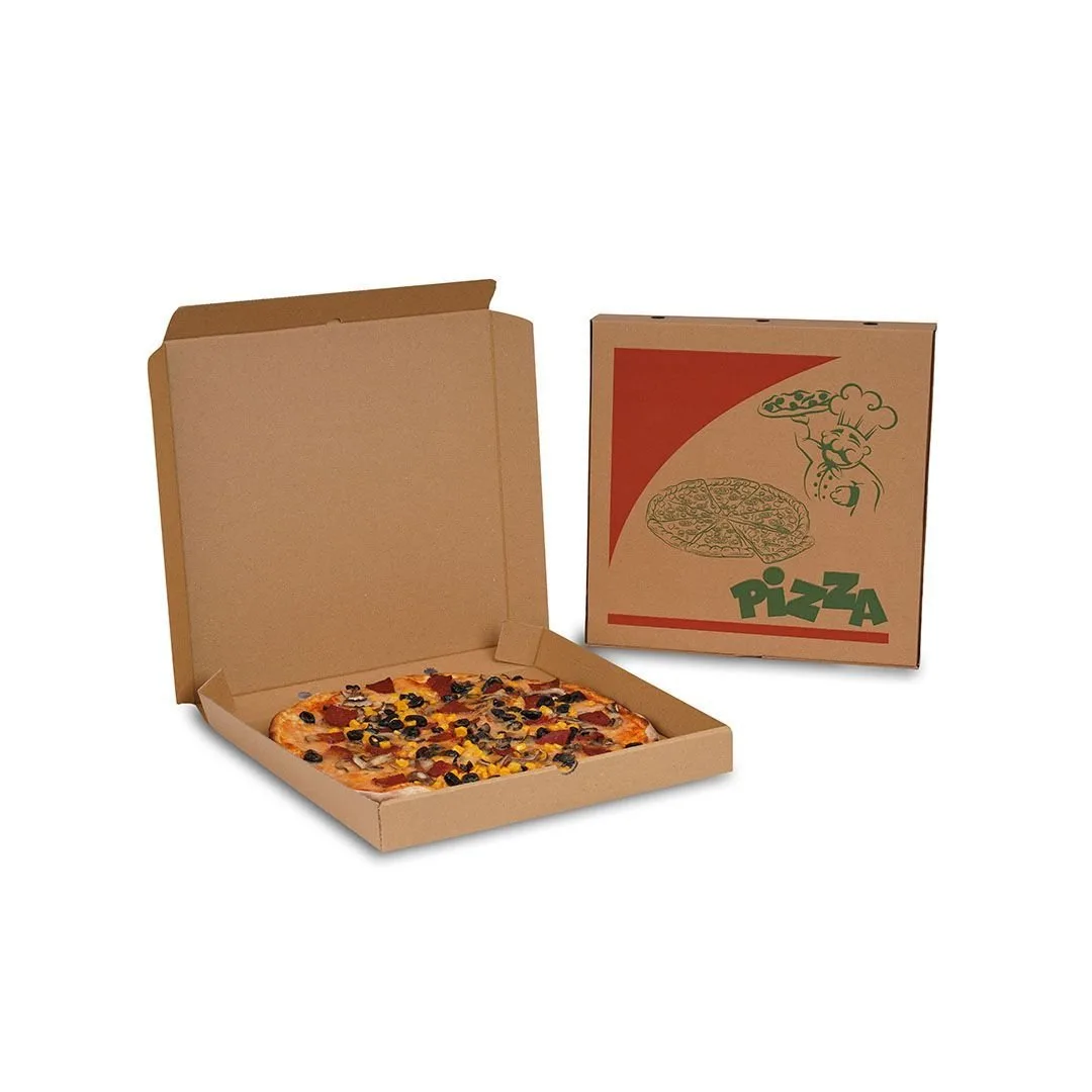 32x32x5 cm Baskılı Pizza Kutusu – Esmer – 100'lü Paket
