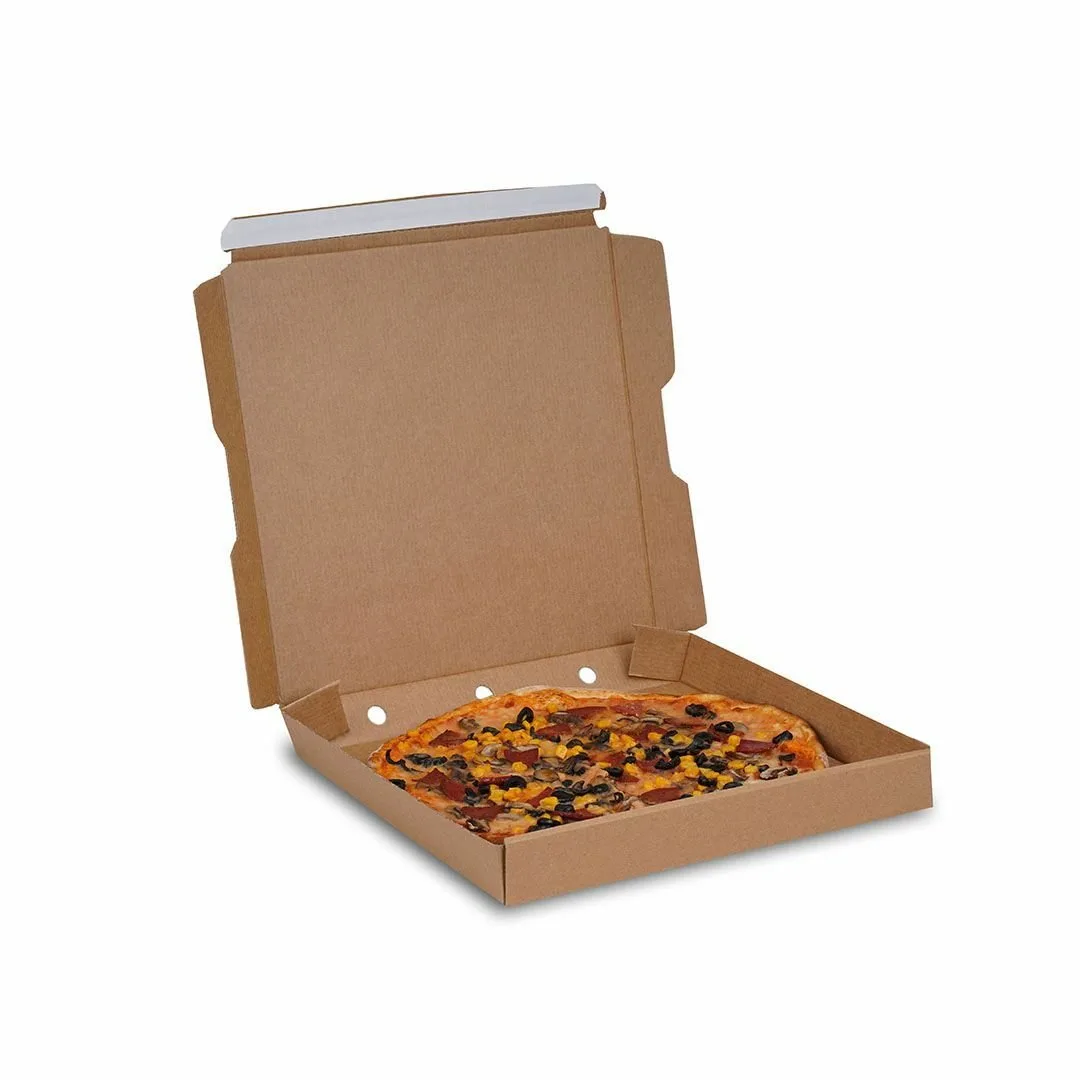 28x28x4 cm Bant Yapıştırmalı Pizza Kutusu – Esmer – 100'lü Paket