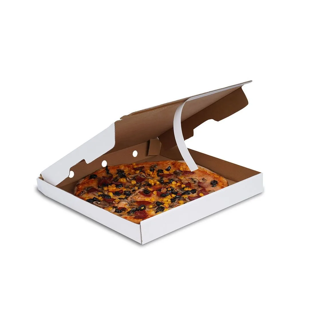 33x33x4 cm Bant Yapıştırmalı Pizza Kutusu – Beyaz – 100'lü Paket