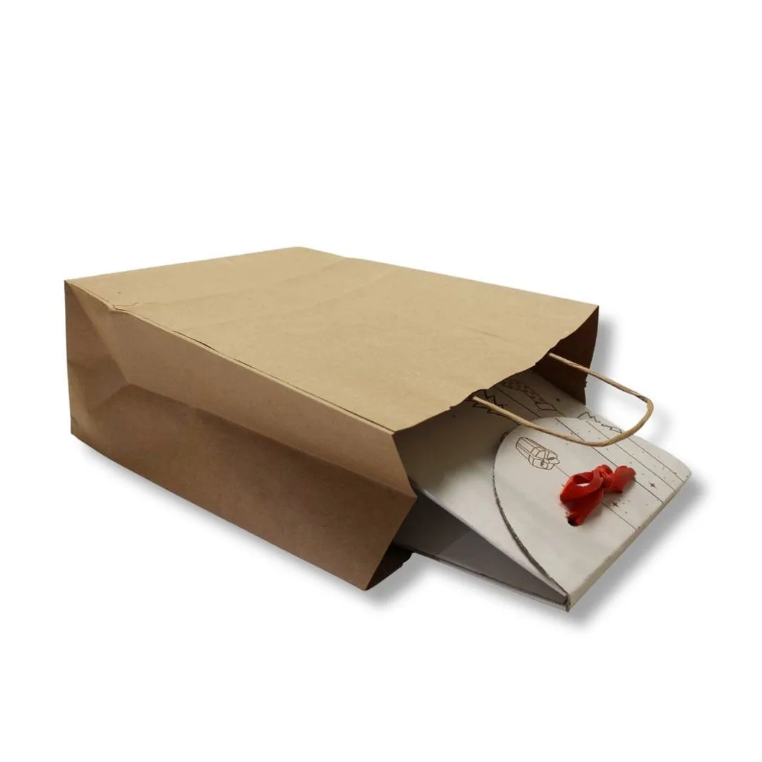 33x33+20 cm Burgu Saplı Kağıt Çanta – Esmer – 50'li Paket