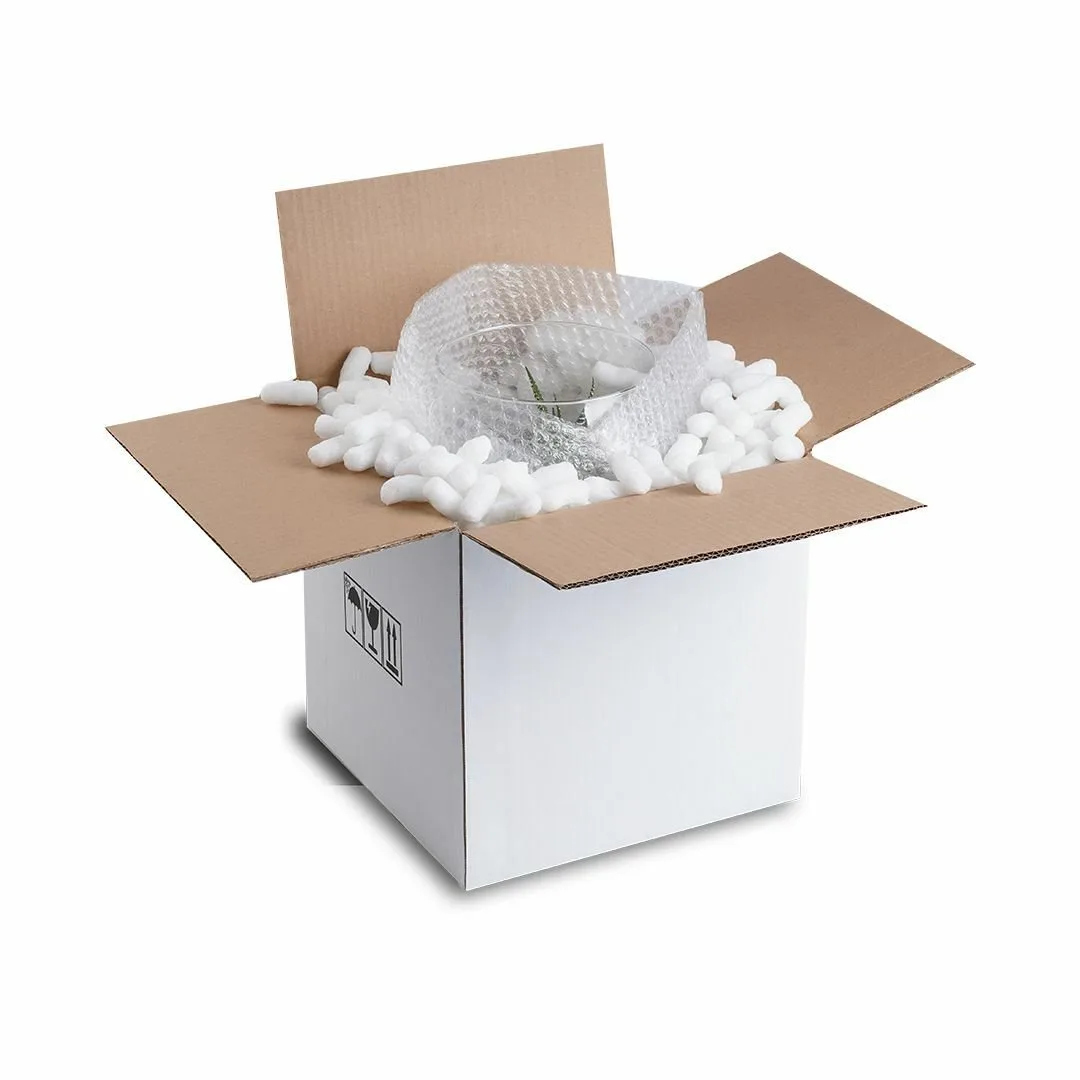 35x35x35 cm Çift Oluklu A-Box Taşıma Kolisi – Beyaz – 20'li Paket