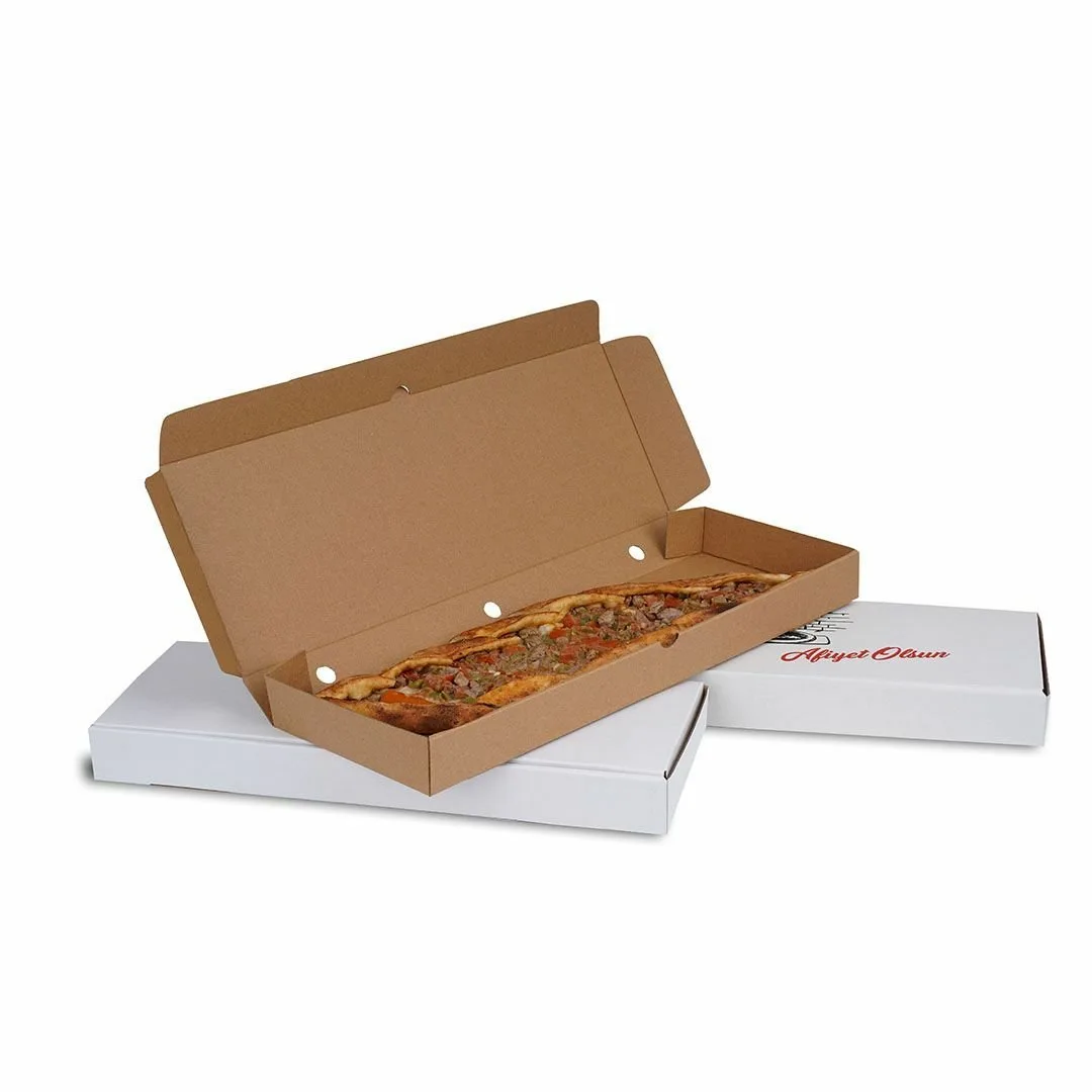 44x16x4 cm Baskılı Pide Kutusu – Esmer – 100'lü Paket