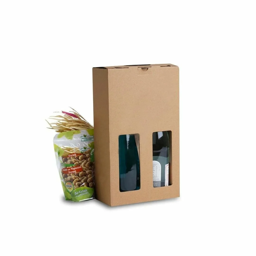 10,3x20,3x35,5 cm 2'li Şişe Kutusu – Esmer – 25'li Paket