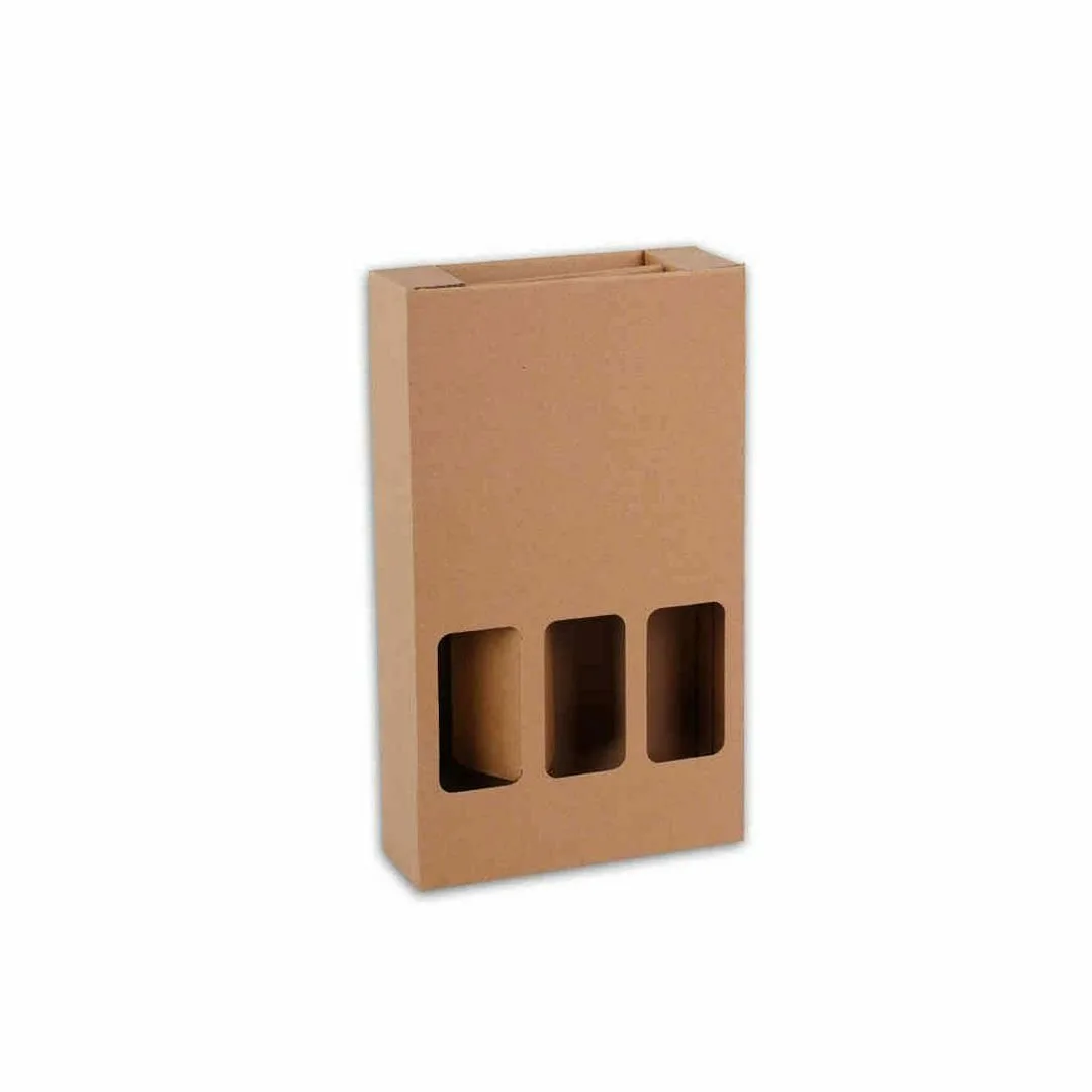 23,5x8x35,3 cm 3'lü Şişe Kutusu – Esmer – 25'li Paket