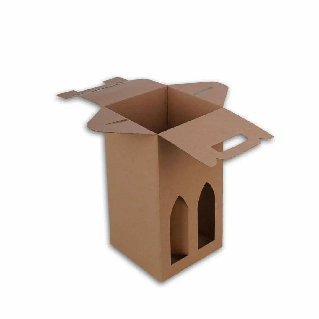 17,5x17,5x33 cm 4'lü Şişe Kutusu – Esmer – 25'li Paket