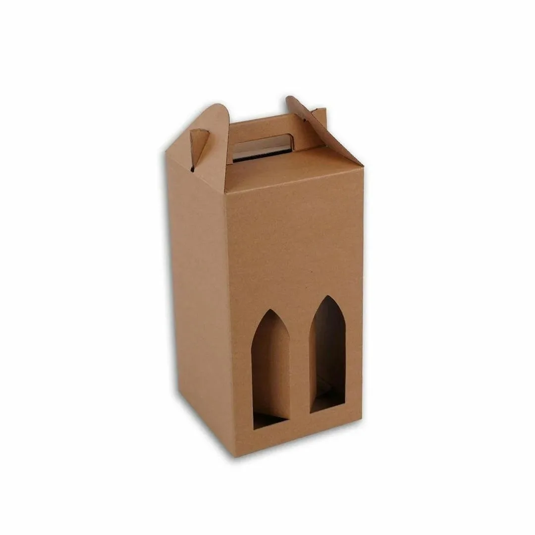17,5x17,5x33 cm 4'lü Şişe Kutusu – Esmer – 25'li Paket