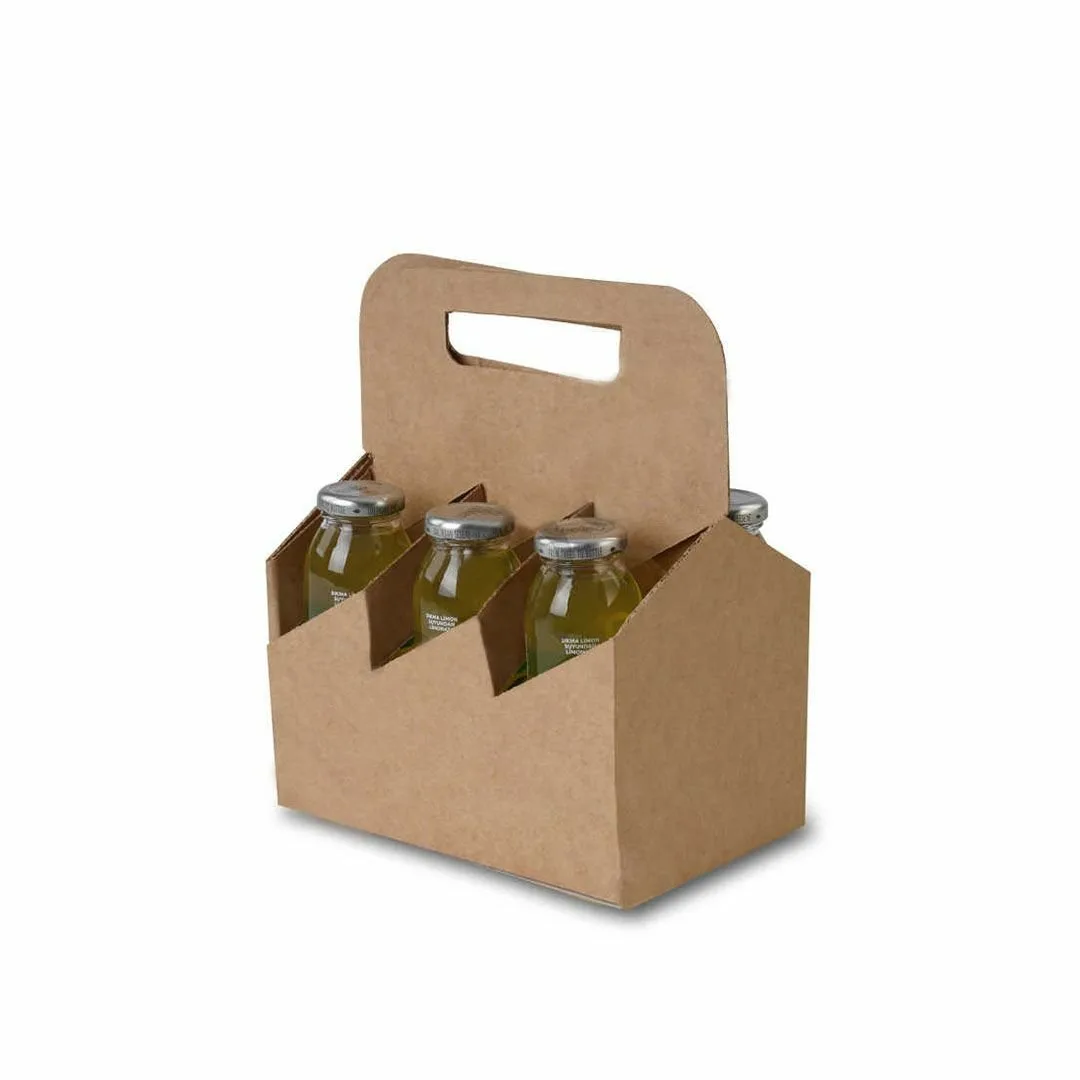 21,6x14,8x16 cm 6'lı Şişe Kutusu – Esmer – 25'li Paket