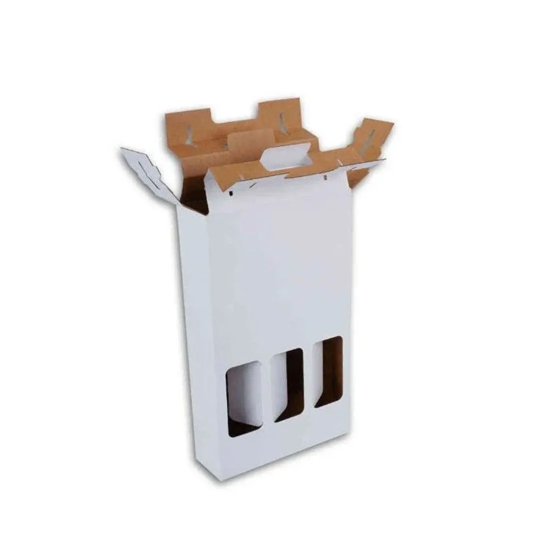 3'lü Şişe Kutusu 23,5x8x35,3 cm – Beyaz – 25'li Paket