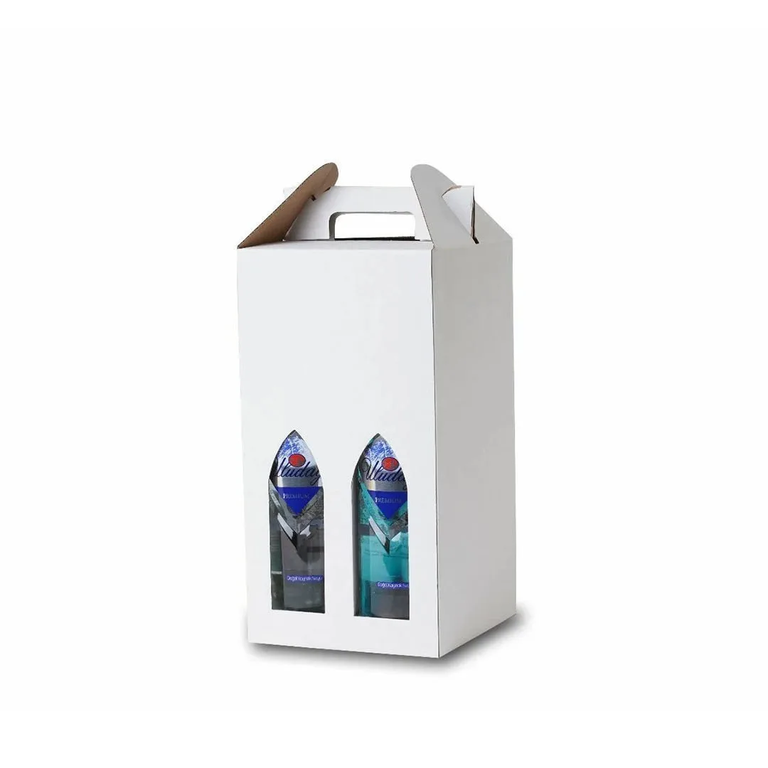 4'lü Şişe Kutusu 17,5x17,5x33 cm – Beyaz – 25'li Paket