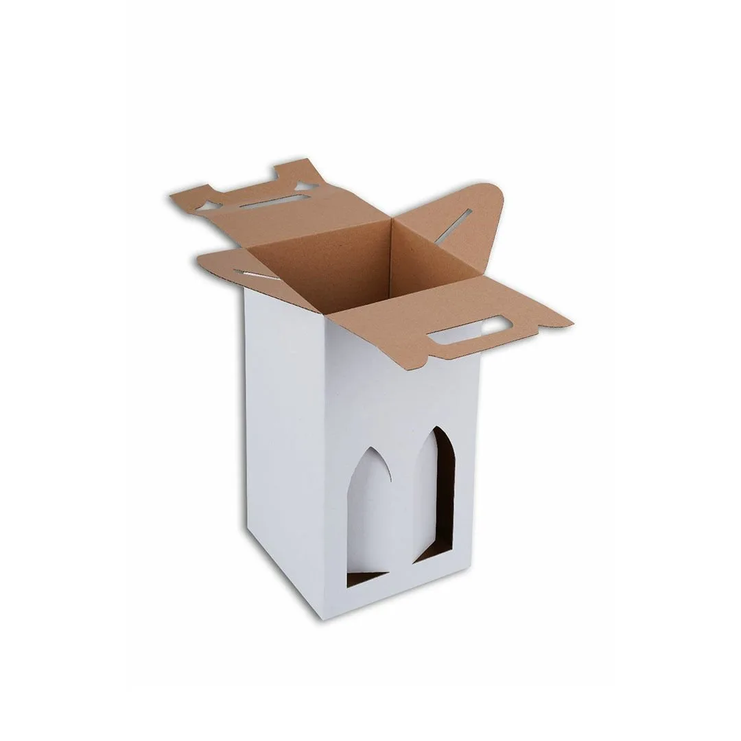 4'lü Şişe Kutusu 17,5x17,5x33 cm – Beyaz – 25'li Paket