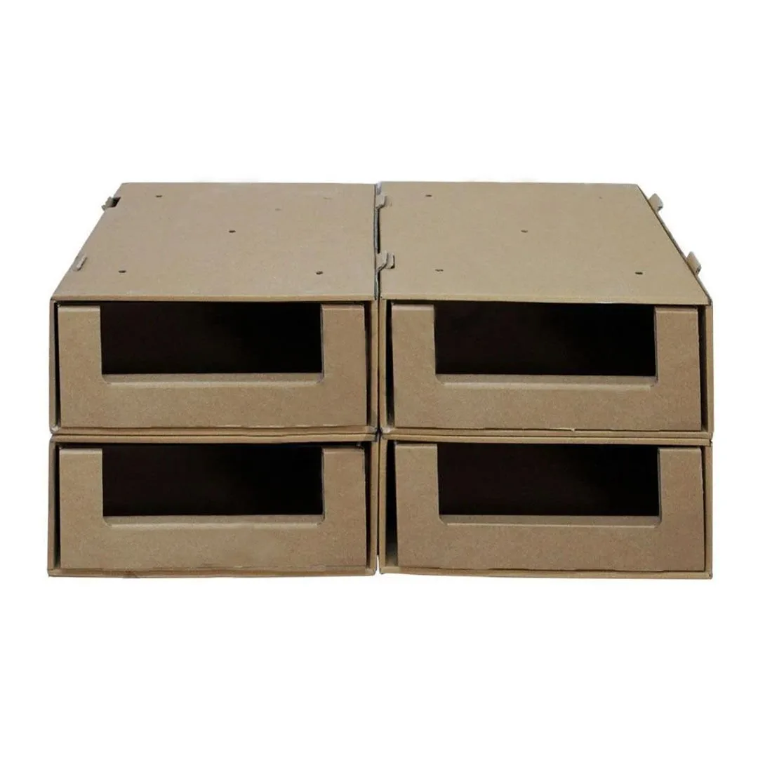 49,5x39,5x17,5 cm Çok Amaçlı Modüler Çekmeceli Açık Raf Sistemi İç+Dış – 4'lü Paket