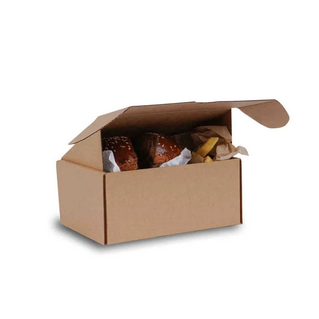 18,4x13x8 cm Hamburger Menü Kutusu Separatörlü – Esmer – 50'li Paket