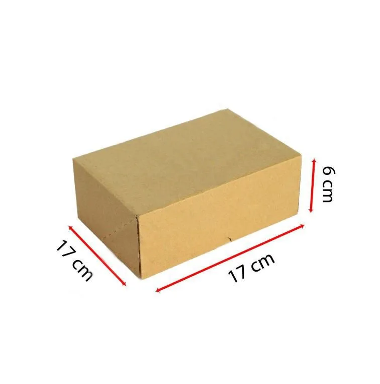 17x17x6 cm Esmer Kesimli E-Ticaret ve Kargo Kutusu – 100'lü Paket