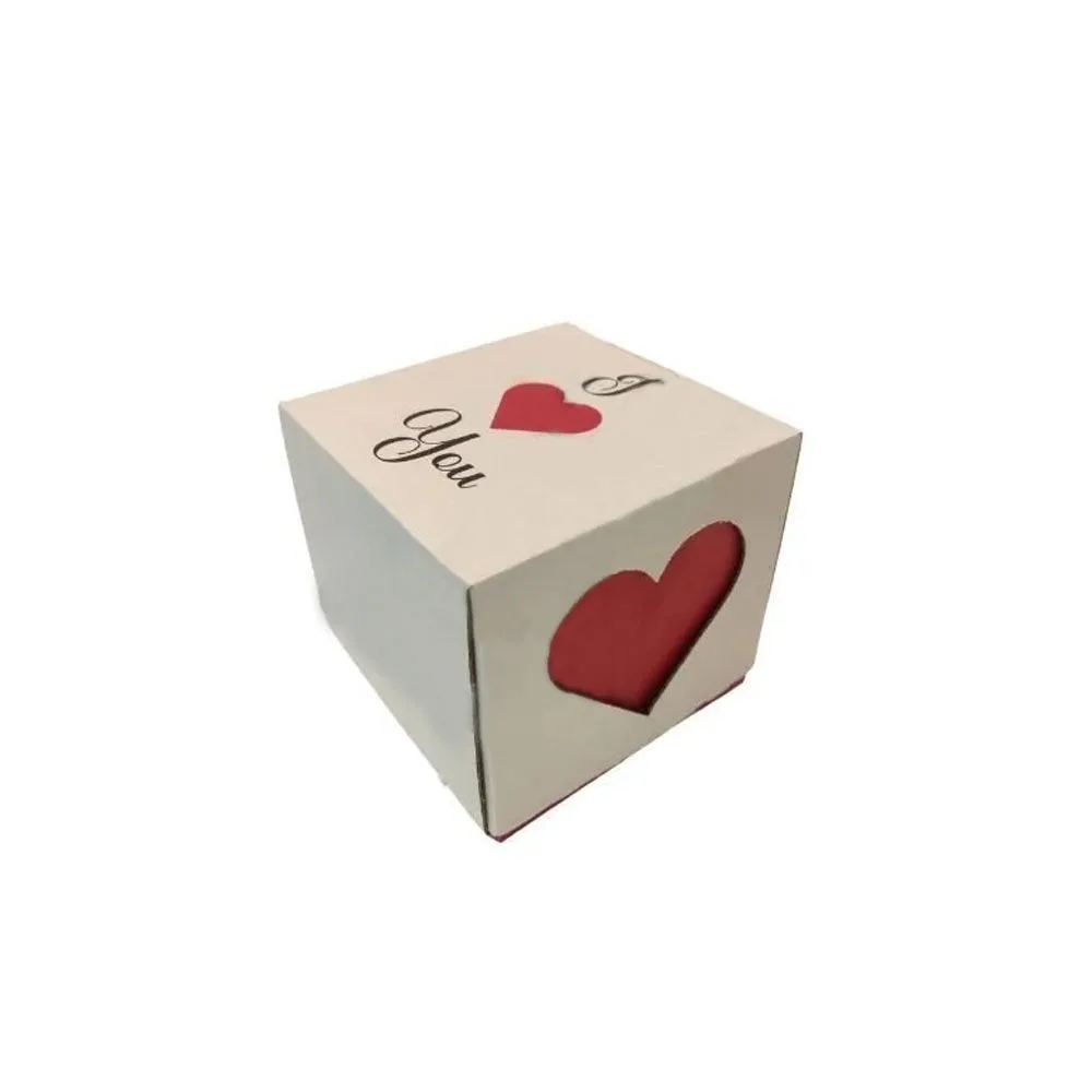 16x16x15 cm Kalp Kesimli Kapaklı Kutu – 10'lu Paket
