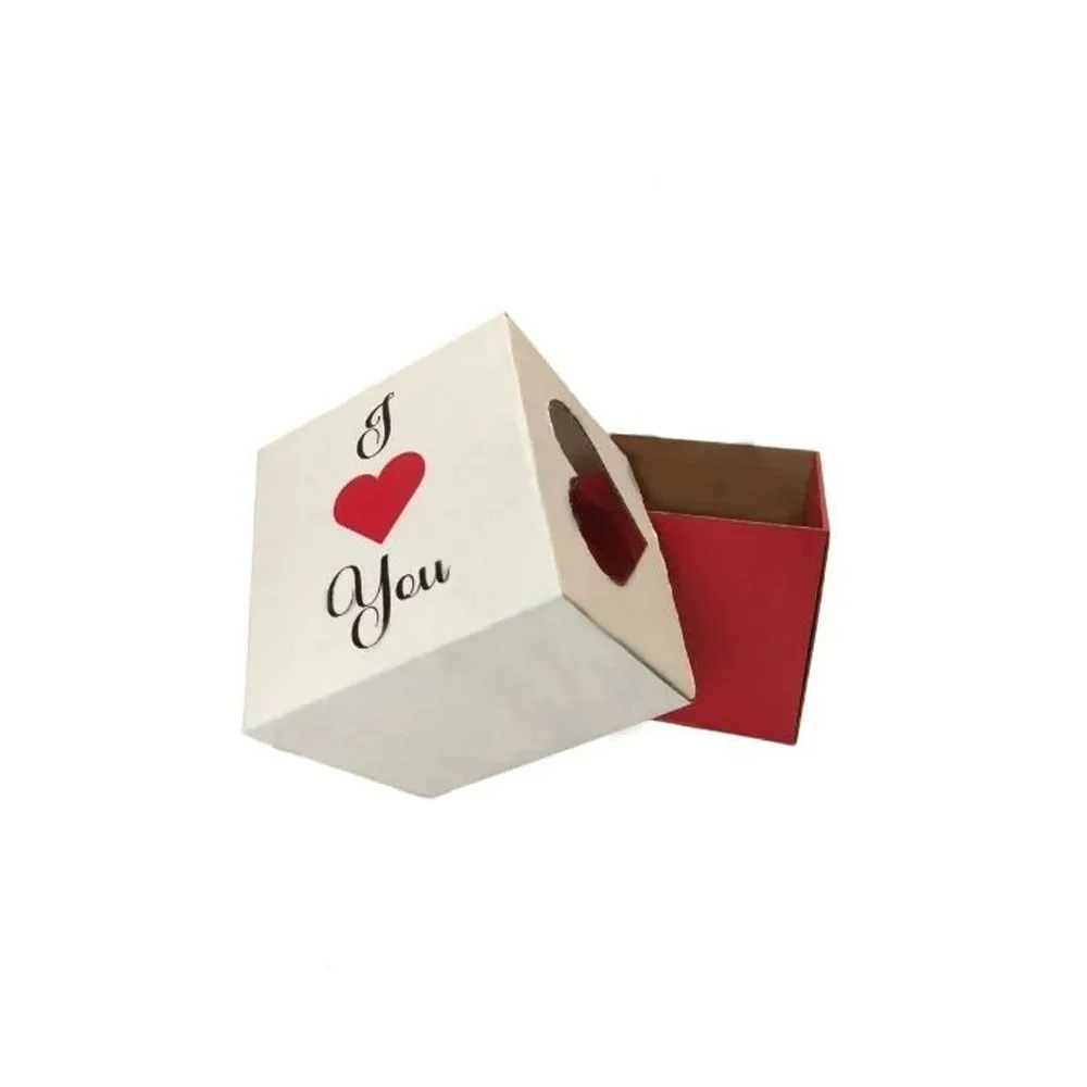 16x16x15 cm Kalp Kesimli Kapaklı Kutu – 10'lu Paket