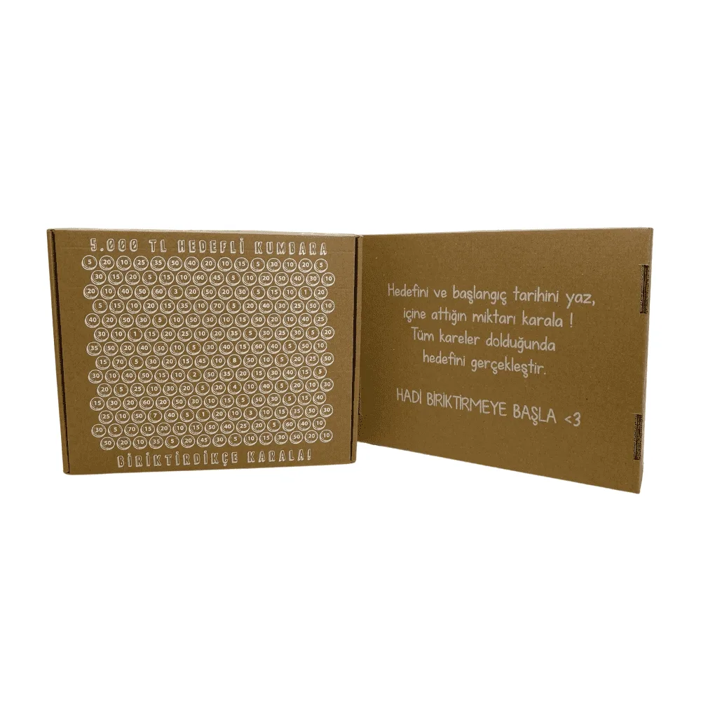 5 Bin TL Hedefli Kumbara 27,5x22,5x7,5 cm – Esmer – 3'lü Paket