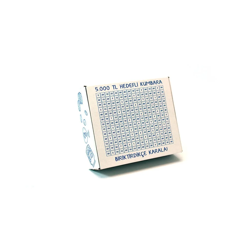 5 Bin TL Hedefli Kumbara 27,5x22,5x7,5 cm – Beyaz – 1 Adet